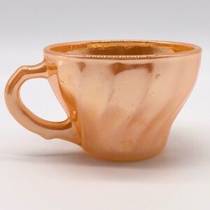 Vintage Fire King Swirl Anchor Hocking Peach Luster Demitasse Espresso Cup 2”